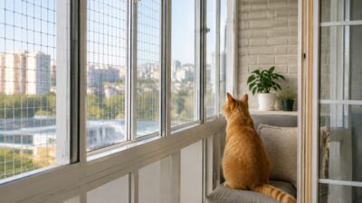 Балкон и кошка: как застеклить, чтобы питомец не выпал