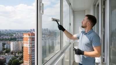 Как безопасно помыть окна на высоком балконе